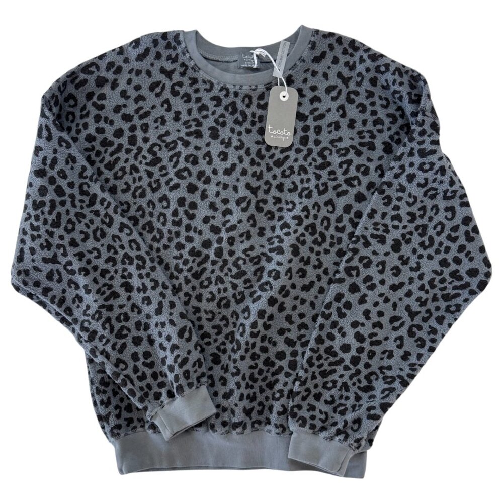 TOCOTO VINTAGE - PLUSH SWEATSHIRT - GREY/BLACK - ORGANIC COTTON - NWT